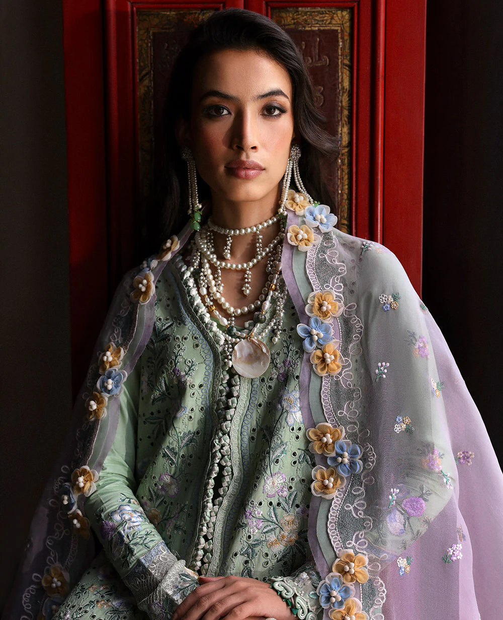 3 Piece - Dhanak Full Heavy Embroidered Suit with Embroidered Dhanak Shawl (Unstitched)