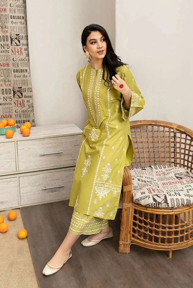 2 Piece - Dhanak Full Heavy Embroidered Suit with Plain Dyed Trouser (Unstitched)