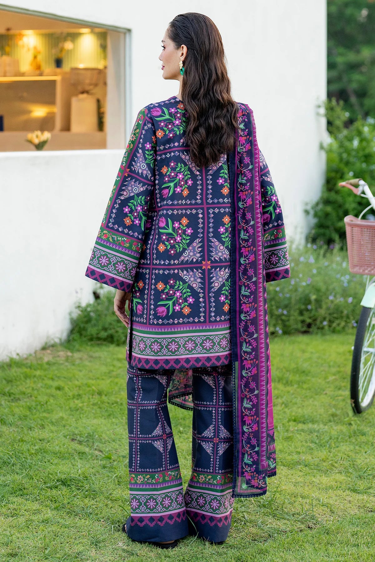 3 Piece - Shamooz Silk Suit with Digital Printed Silk Dupatta (Unstitched)