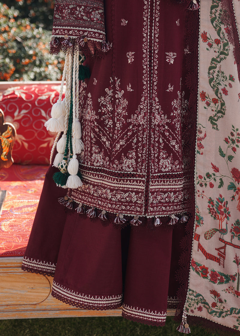3 Piece - Dhanak Embroidered Suit with Digital Printed Soft Pashmina Wool Shawl (Unstitched)