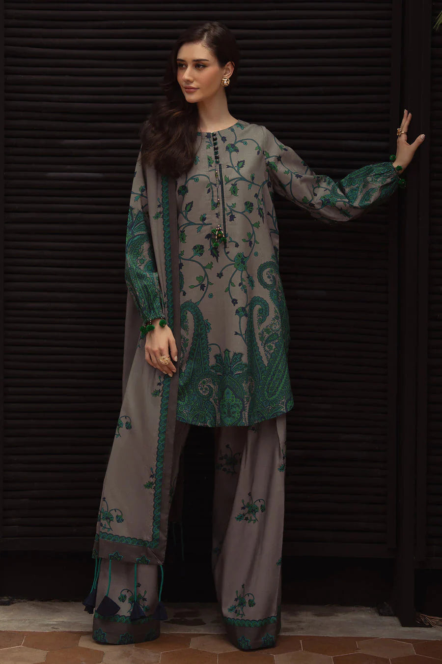 3 Piece - Charizma Khaddar Digital Printed Suit with Digital Printed Khaddar Dupatta (Unstitched)
