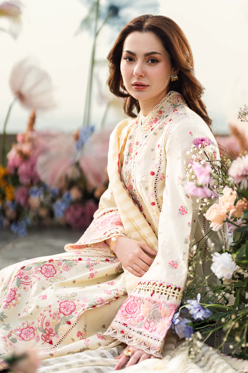 3 Piece - Qalamkar Dhanak Full Heavy Embroidered Suit with Dhanak Embroidered Shawl (Unstitched)