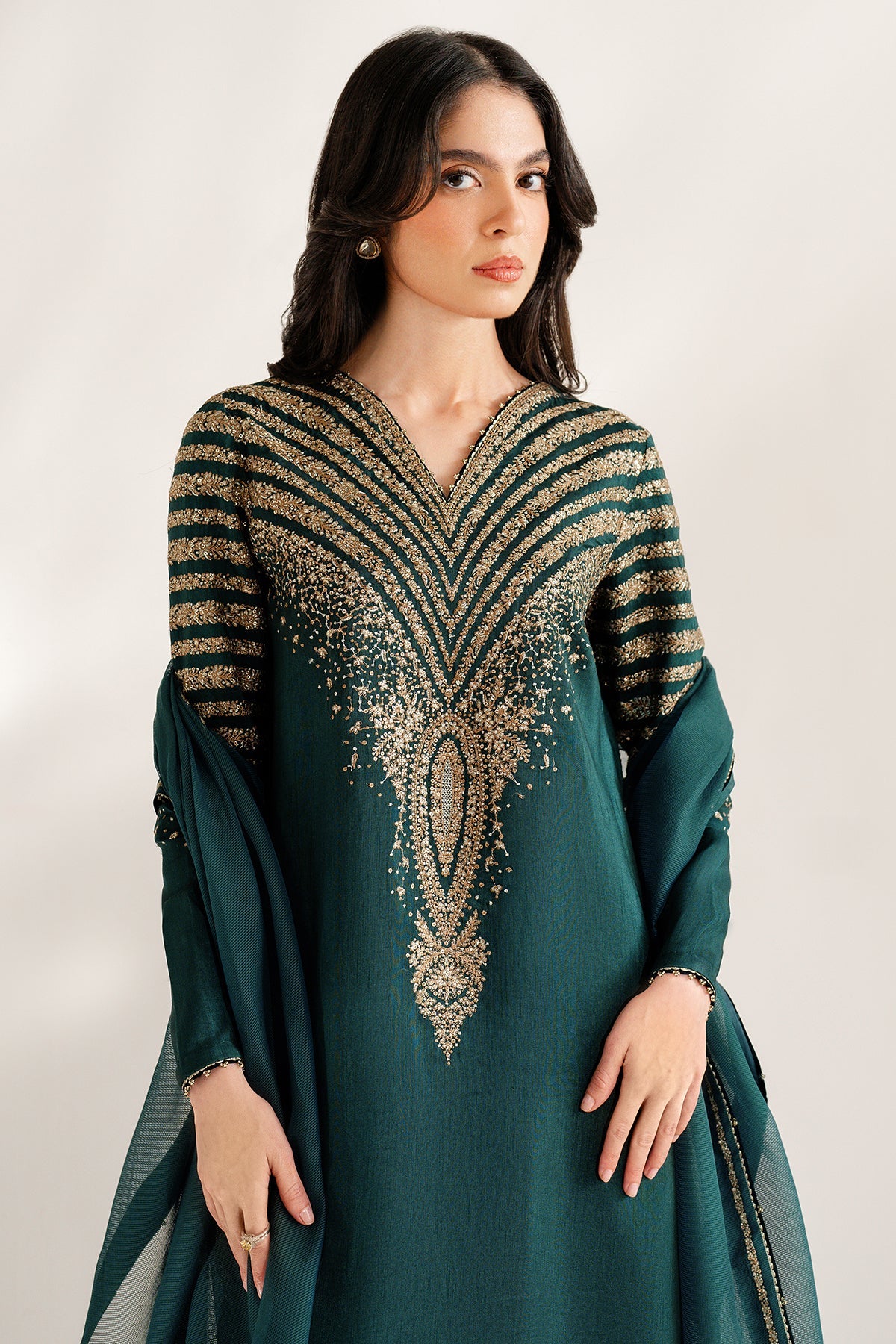3 Piece - Jazmin Dhanak Full Heavy Embroidered Suit with Heavy Dhanak Embroidered Shawl (Unstitched)