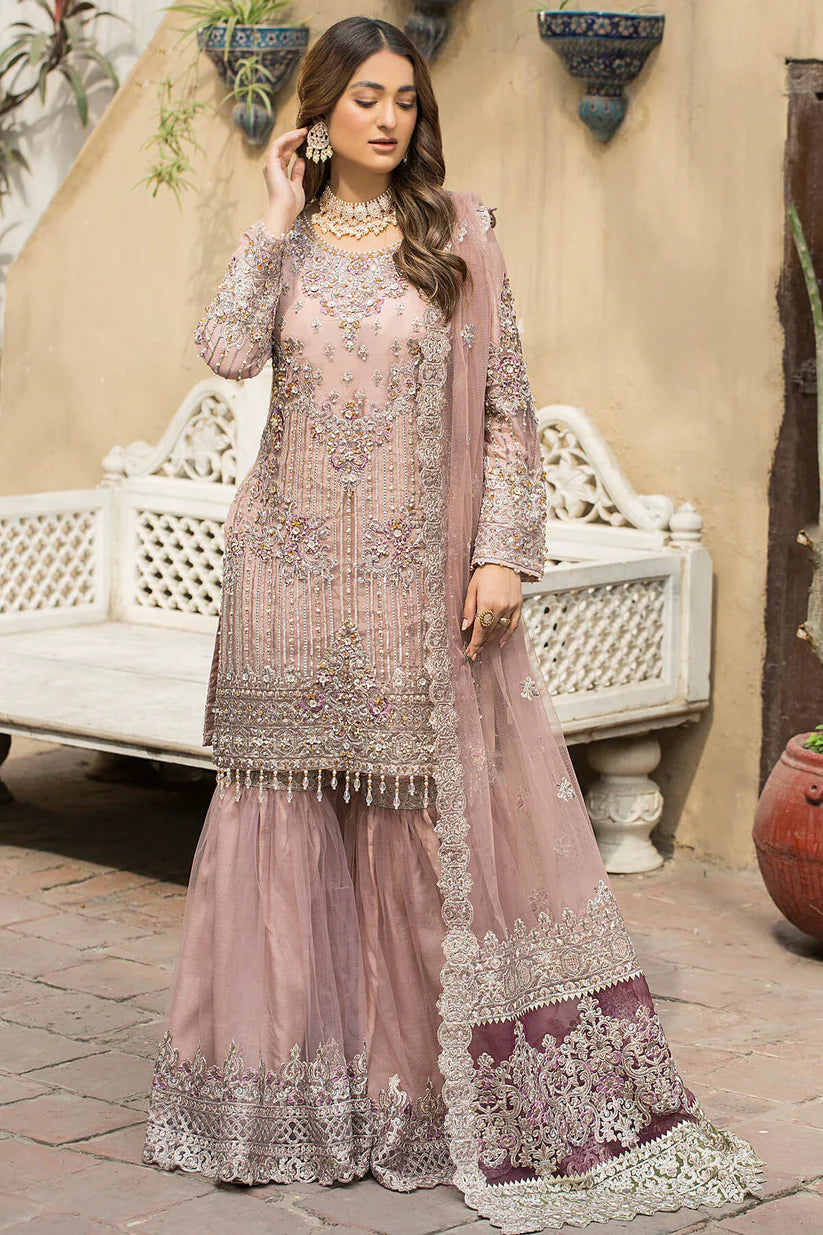 3 Piece - Net Full Heavy Embroidered Suit with Net Embroidered Dupatta (Unstitched)