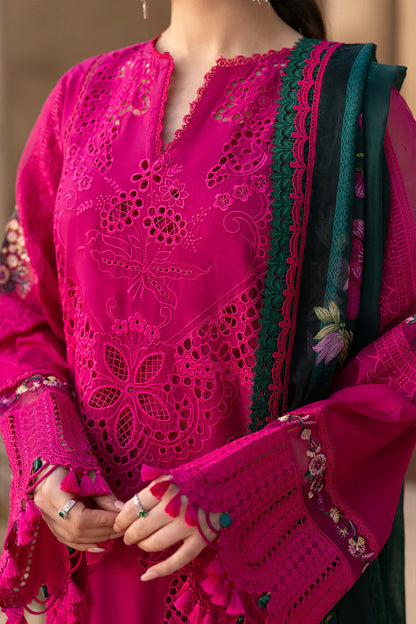 3 Piece - Dhanak Embroidered Suit with Dhanak Embroidered and Printed Shawl (Unstitched)