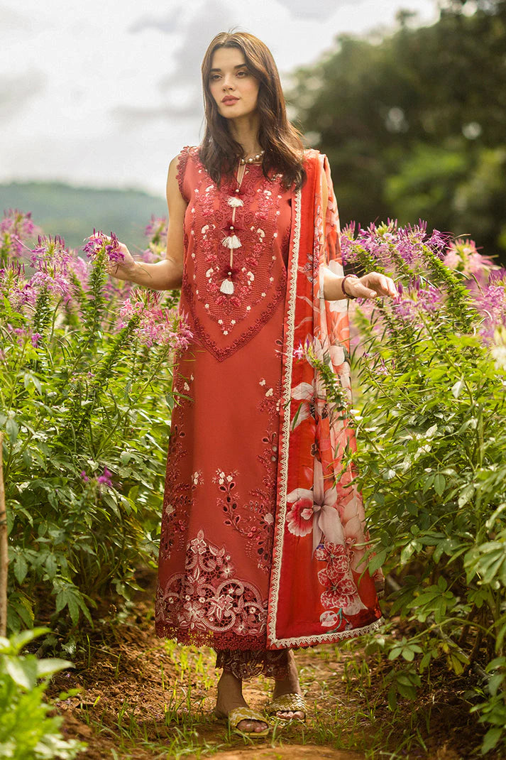 3 Piece - Dhanak Embroidered Suit with Pashmina Zari Shawl (Unstitched)