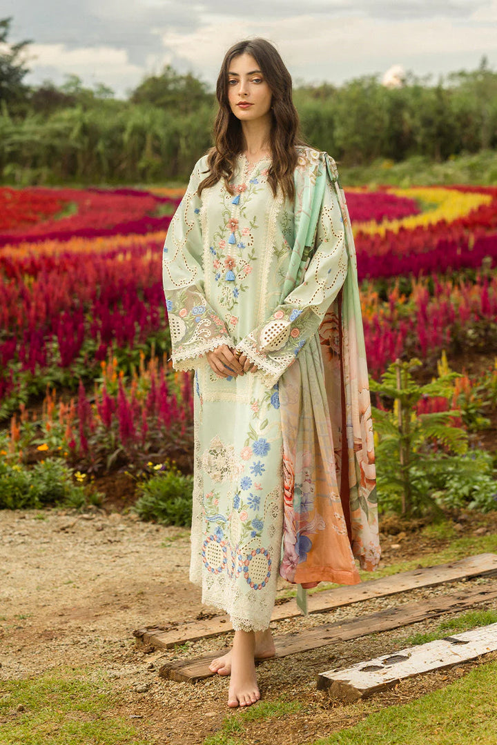 3 Piece - Zara Shahjahan Linen Embroidered Suit with Digital Print Zari Wool Shawl (Unstitched)