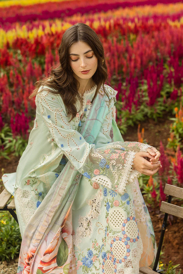 3 Piece - Zara Shahjahan Linen Embroidered Suit with Digital Print Zari Wool Shawl (Unstitched)
