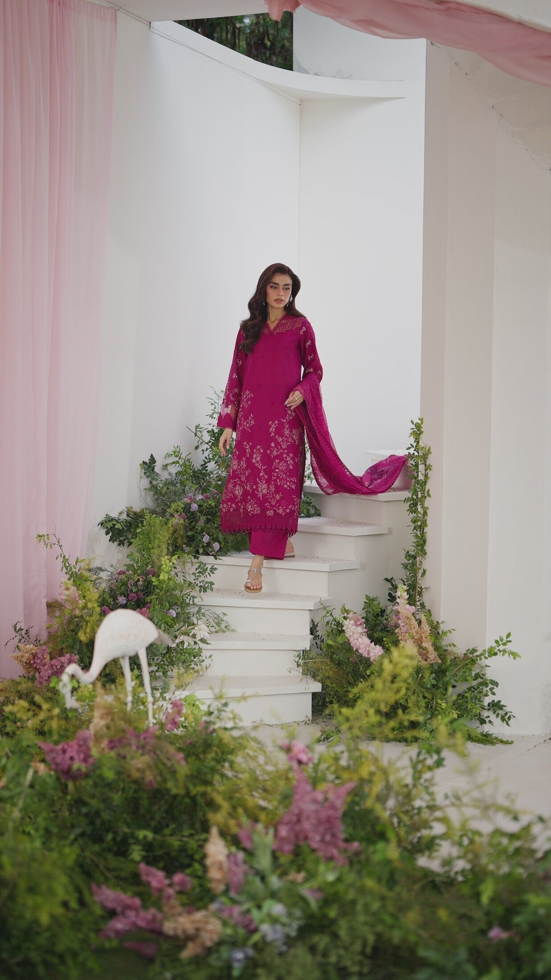 3 Piece - Dhanak Full Heavy Embroidered Suit with Embroidered Digital Printed Wool Shawl (Unstitched)