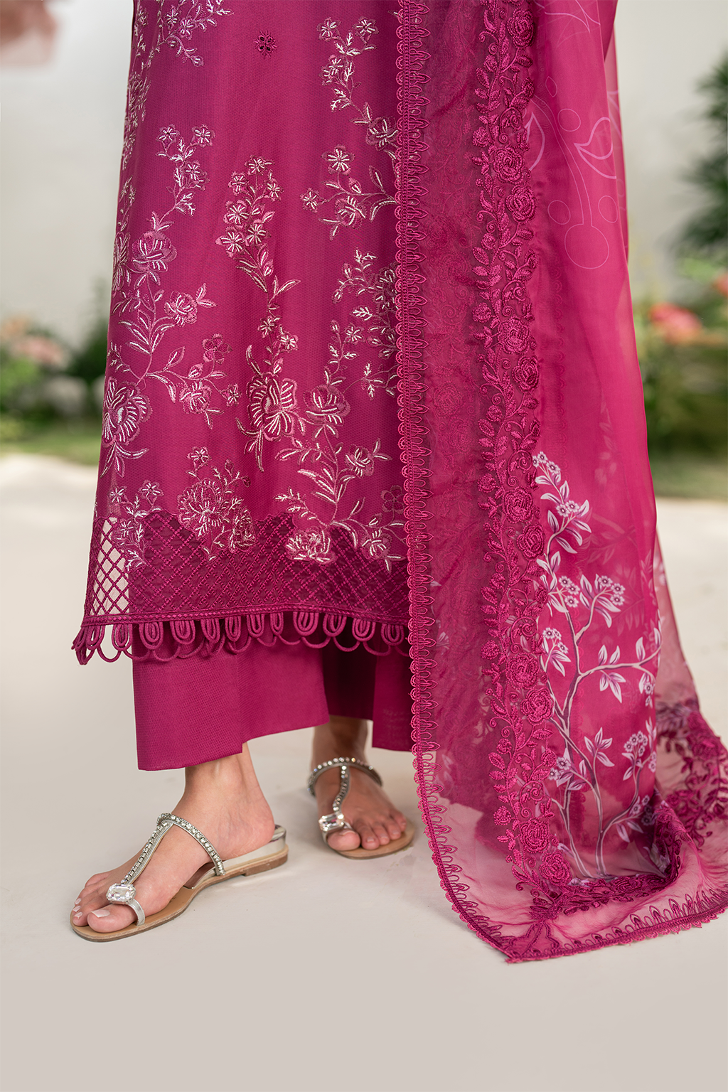3 Piece - Dhanak Full Heavy Embroidered Suit with Embroidered Digital Printed Wool Shawl (Unstitched)