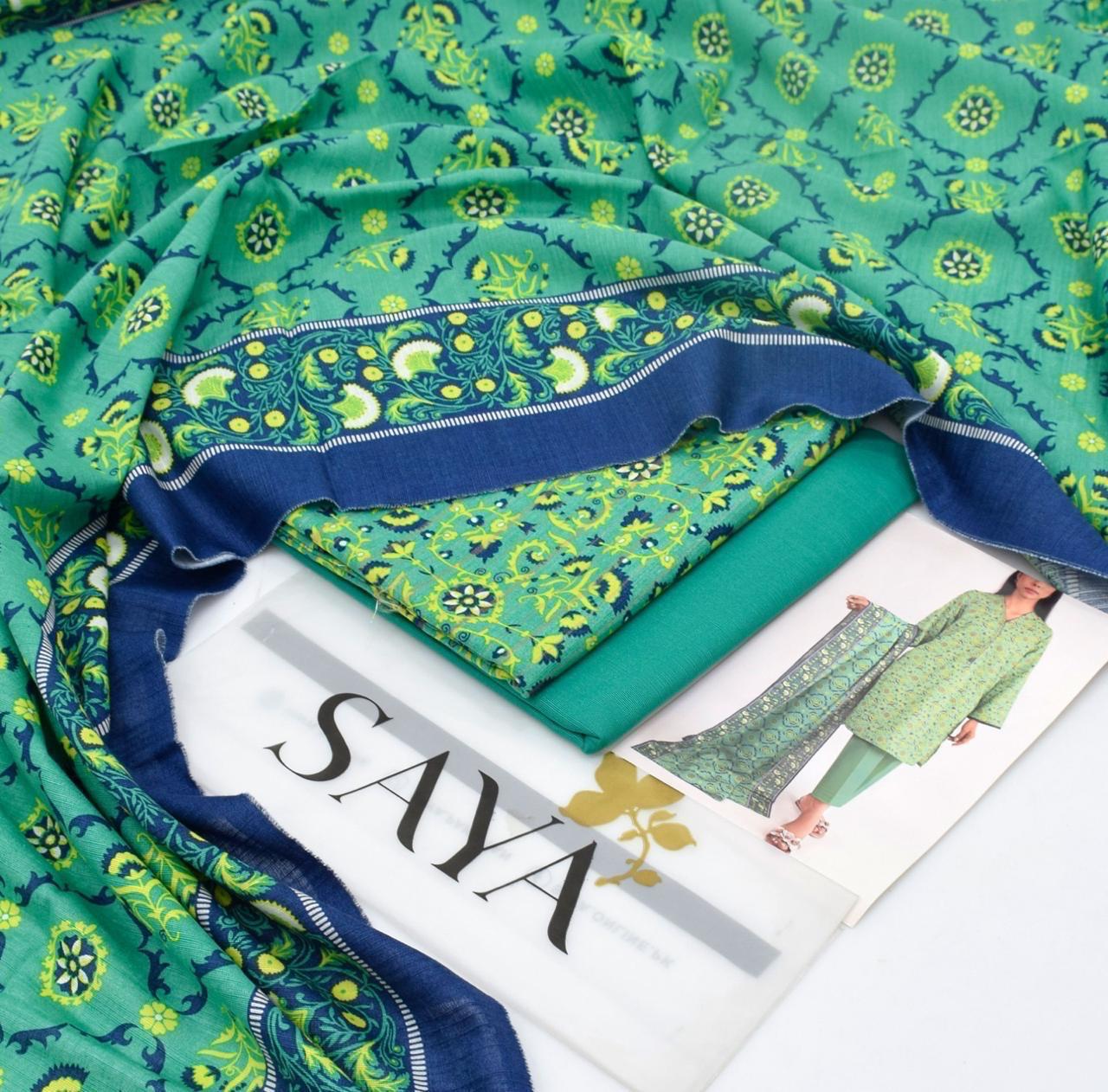 3 Piece - Saya Khaddar Printed Suit with Digital Printed Khaddar Dupatta (Unstitched)