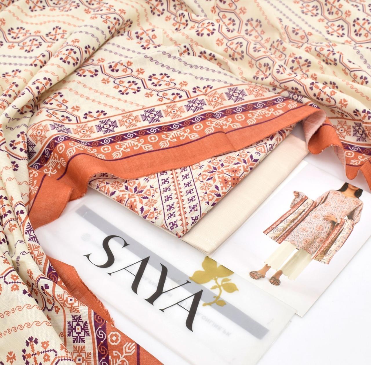 3 Piece - Saya Khaddar Printed Suit with Digital Printed Khaddar Dupatta (Unstitched)