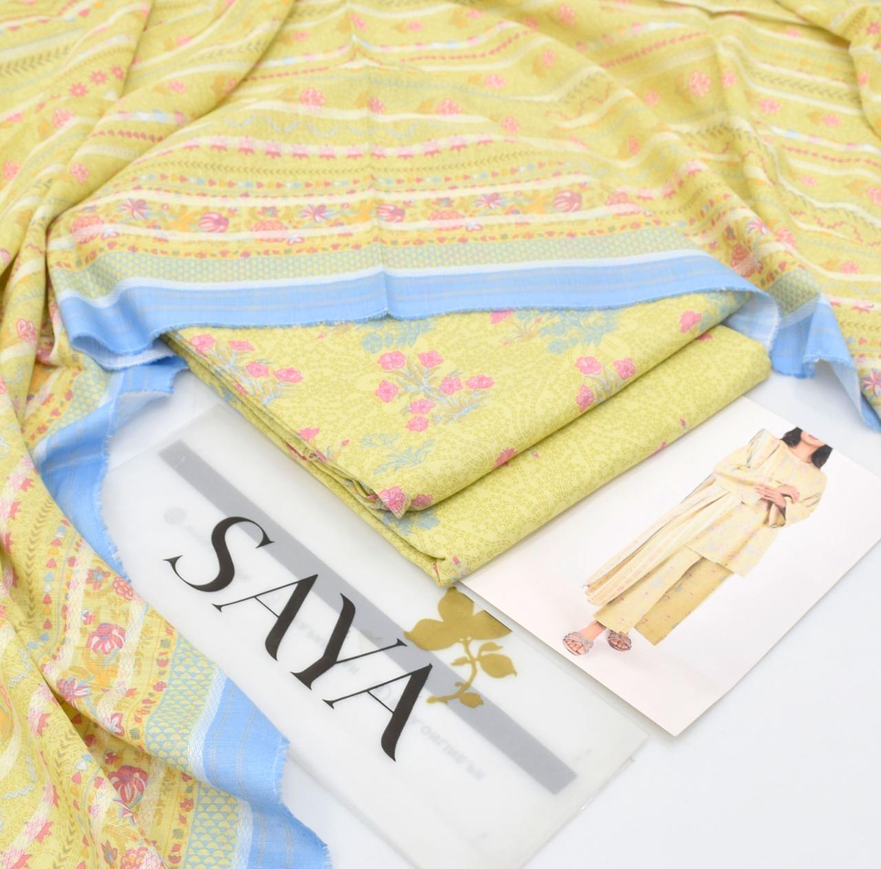 3 Piece - Saya Khaddar Printed Suit with Digital Printed Khaddar Dupatta (Unstitched)