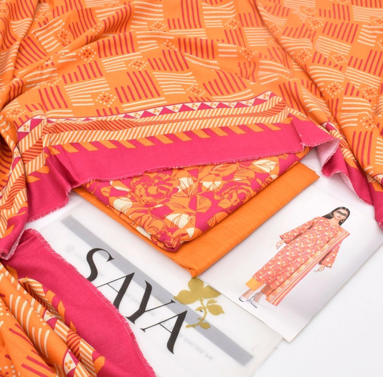 3 Piece - Saya Khaddar Printed Suit with Digital Printed Khaddar Dupatta (Unstitched)