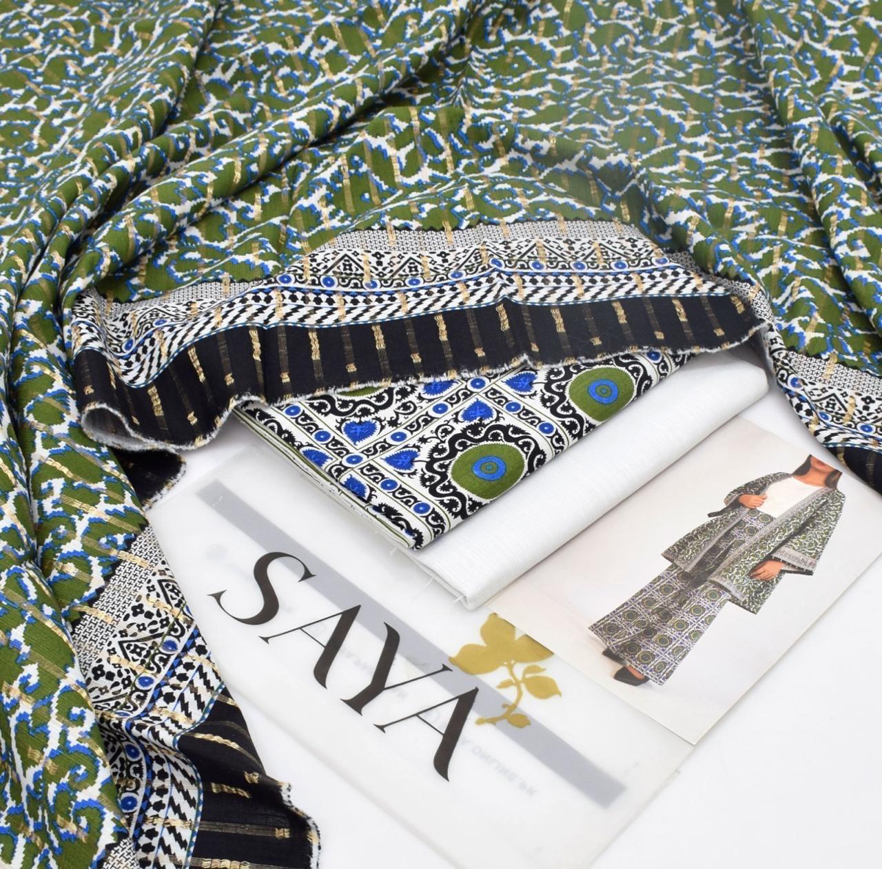 3 Piece - Saya Khaddar Printed Suit with Digital Printed Khaddar Dupatta (Unstitched)