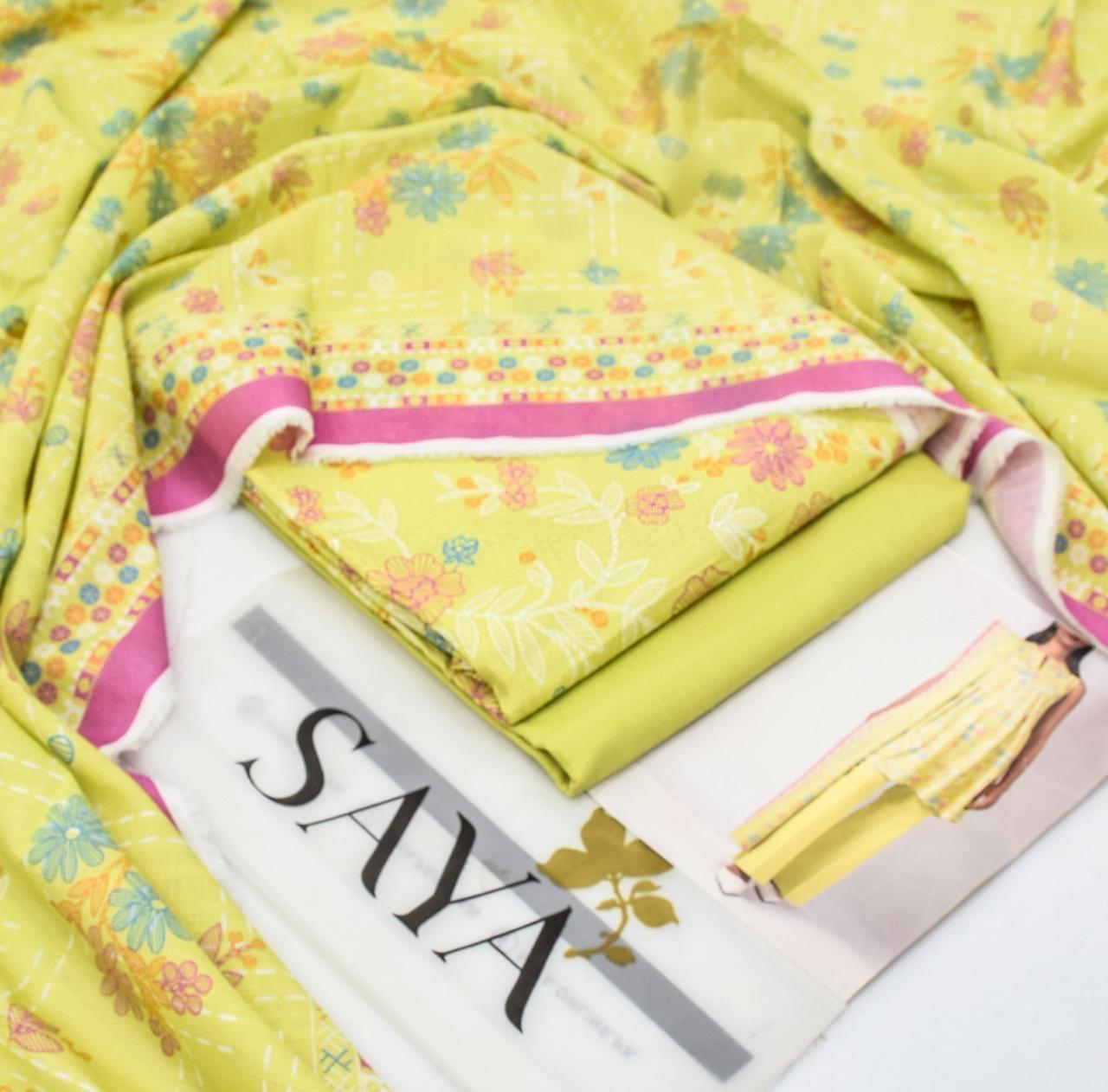 3 Piece - Saya Khaddar Printed Suit with Digital Printed Khaddar Dupatta (Unstitched)