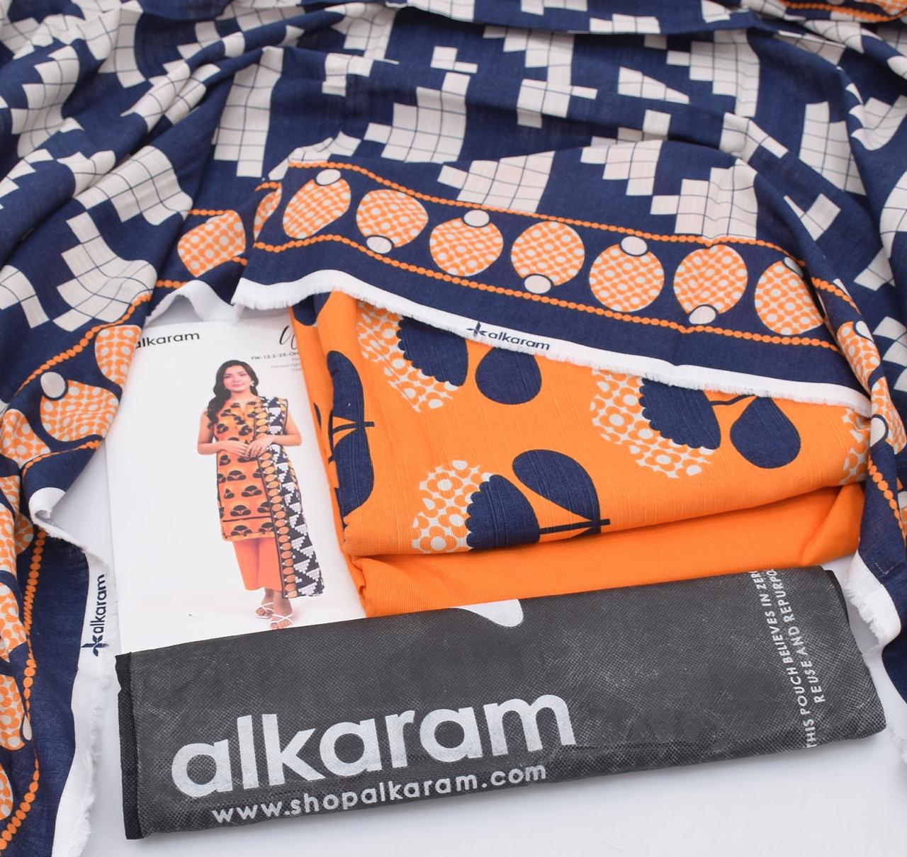 3 Piece - AlKaram Khaddar Printed Suit with Digital Printed Khaddar Dupatta (Unstitched)