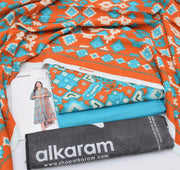 3 Piece - AlKaram Khaddar Printed Suit with Digital Printed Khaddar Dupatta (Unstitched)