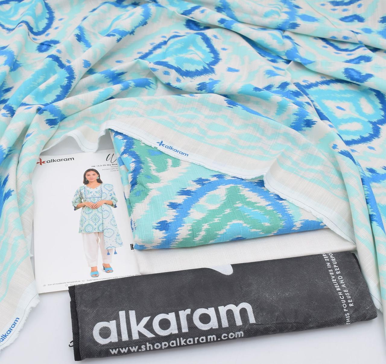 3 Piece - AlKaram Khaddar Printed Suit with Digital Printed Khaddar Dupatta (Unstitched)