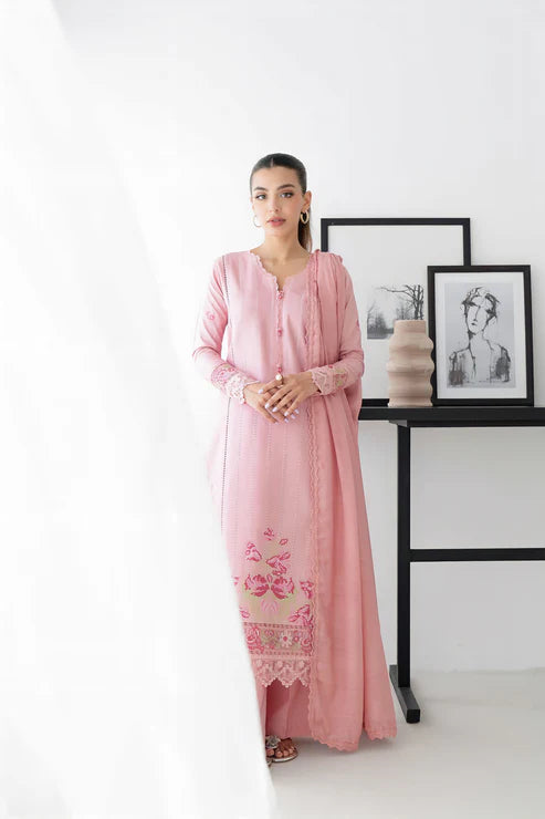 3 Piece - Maria B Dhanak Full Heavy Embroidered Suit with Embroidered Winter Wool Shawl (Unstitched)