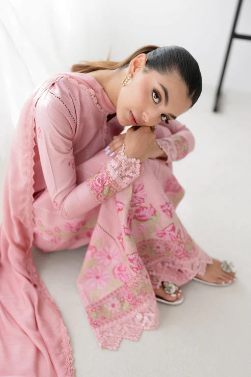3 Piece - Maria B Dhanak Full Heavy Embroidered Suit with Embroidered Winter Wool Shawl (Unstitched)