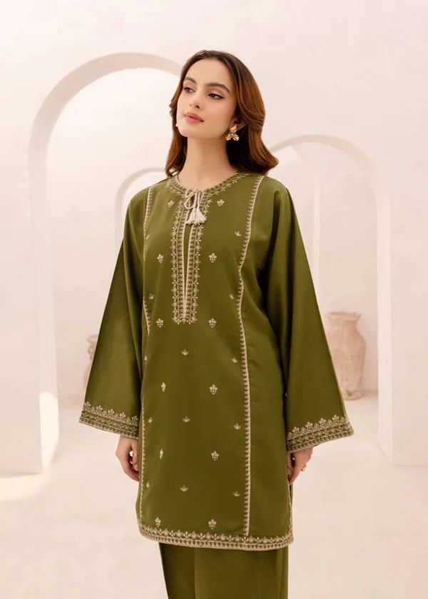 3 Piece - Laam Dhanak Full Heavy Embroidered Suit with Dhanak Embroidered Shawl (Unstitched)