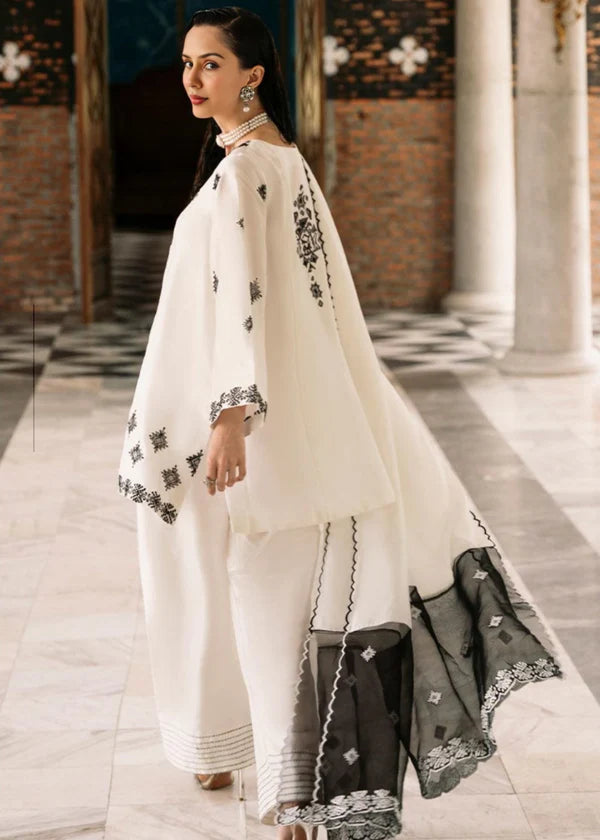 3 Piece - Laam Dhanak Full Heavy Embroidered Suit with Dhanak Embroidered Shawl (Unstitched)