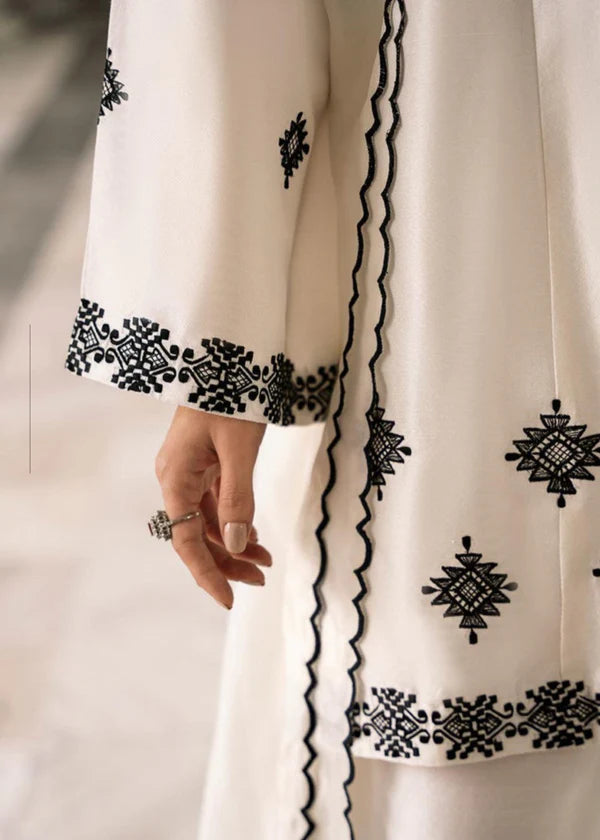 3 Piece - Laam Dhanak Full Heavy Embroidered Suit with Dhanak Embroidered Shawl (Unstitched)