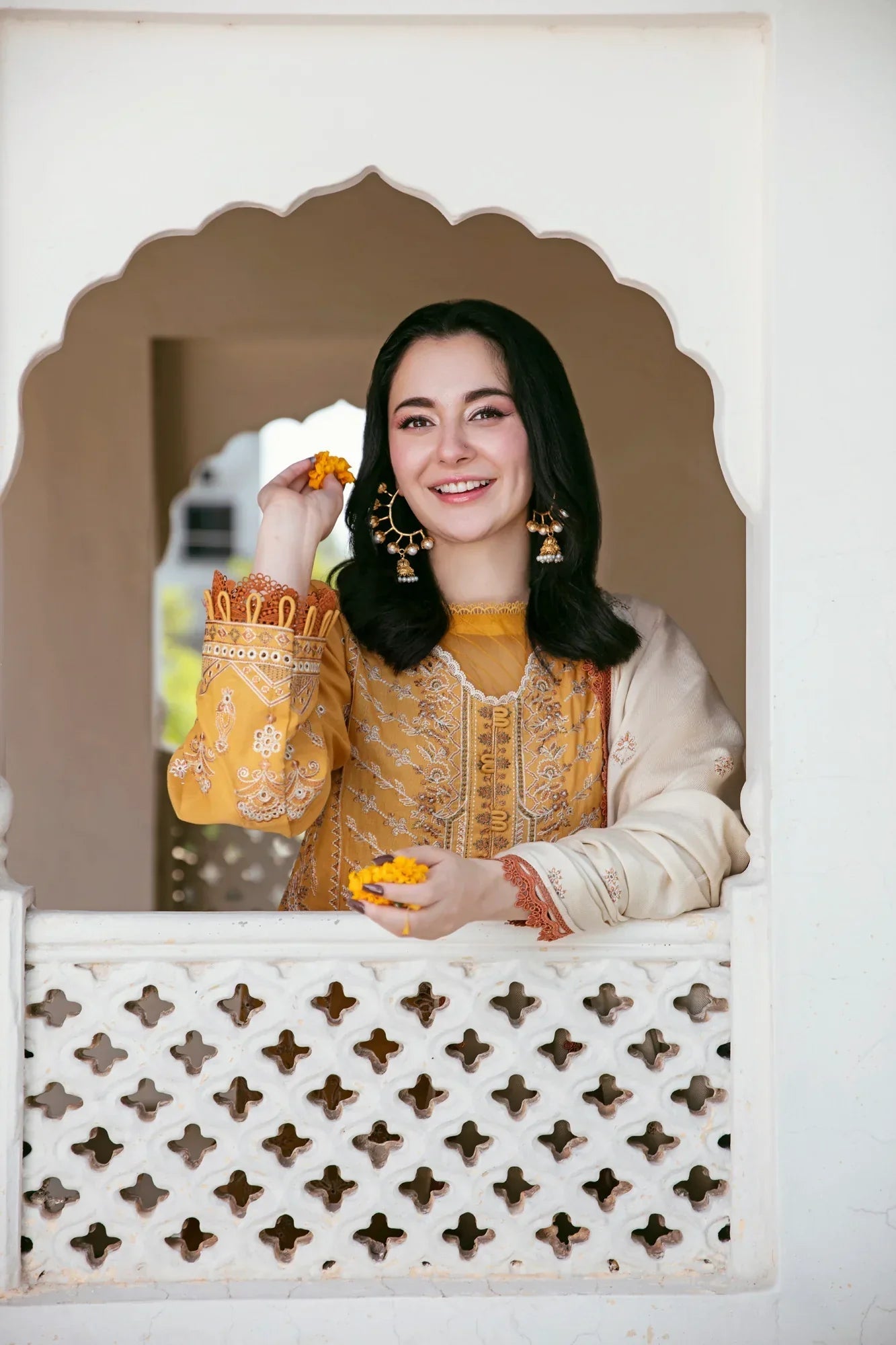 3 Piece - Dhanak Embroidered Suit with Embroidered Dhanak Shawl (Unstitched)