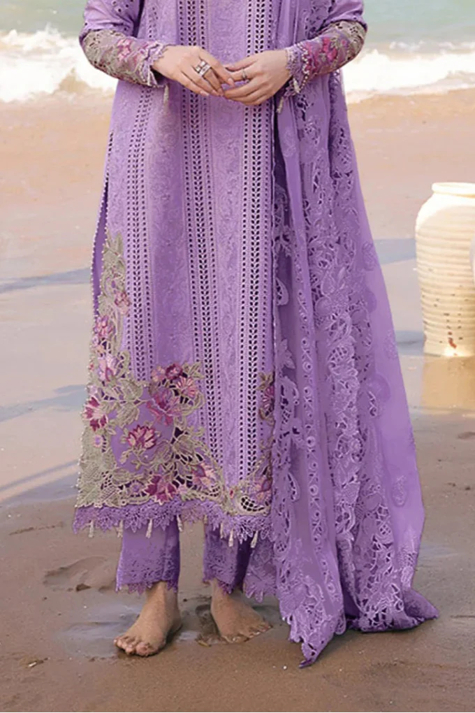 3 Piece - Qalamkar Dhanak Full Boring Heavy Embroidered Suit with Dhanak Embroidered Shawl (Unstitched)