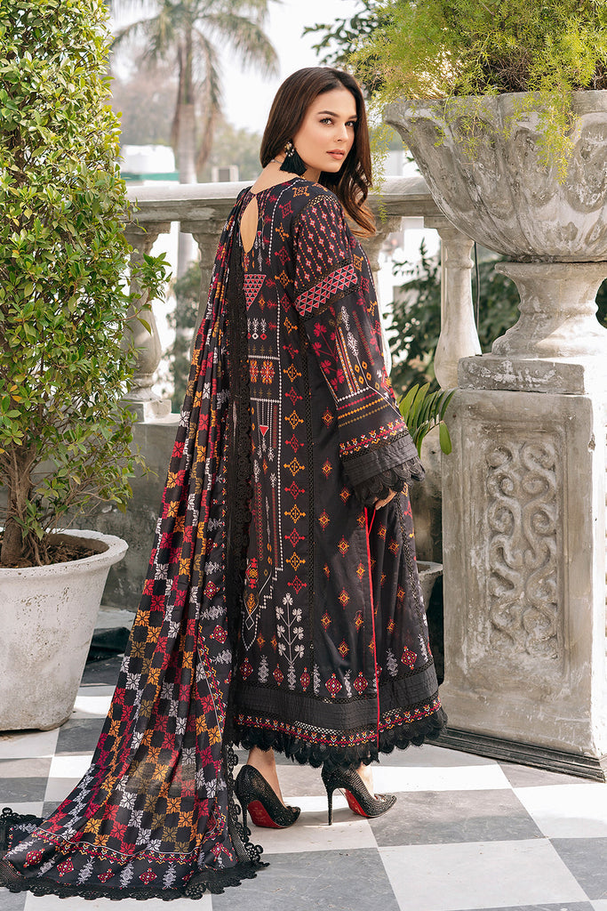 3 Piece - Jazmin Dhanak Embroidered Suit with Digital Print Wool Shawl (Unstitched)