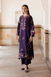 3 Piece - Dhanak Full Heavy Embroidered Suit with Dhanak Embroidered Shawl (Unstitched)