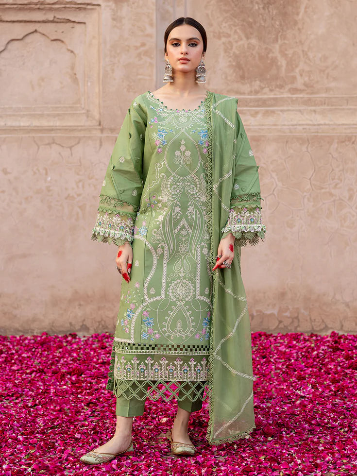 3 Piece - Dhanak Embroidered Suit with Dhanak Embroidered Shawl (Unstitched)