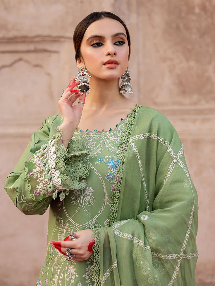 3 Piece - Dhanak Embroidered Suit with Dhanak Embroidered Shawl (Unstitched)