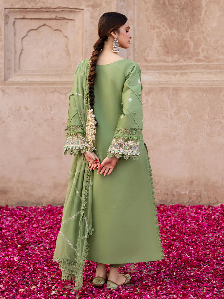 3 Piece - Dhanak Embroidered Suit with Dhanak Embroidered Shawl (Unstitched)