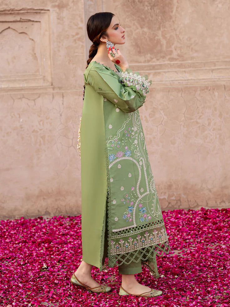3 Piece - Dhanak Embroidered Suit with Dhanak Embroidered Shawl (Unstitched)
