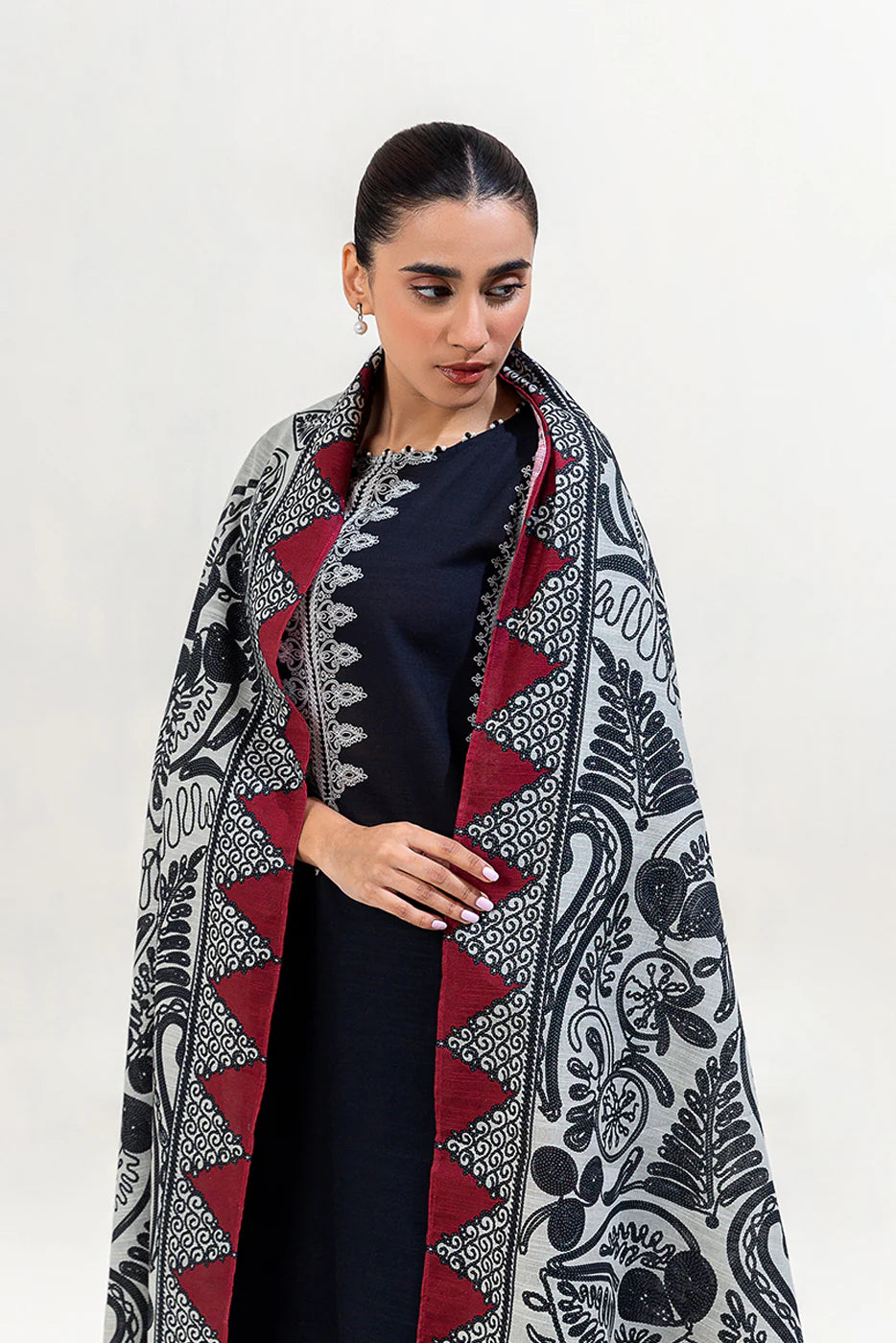 3 Piece - Dhanak Full Heavy Embroidered Suit with Digital Printed Soft Pashmina Wool Shawl (Unstitched)