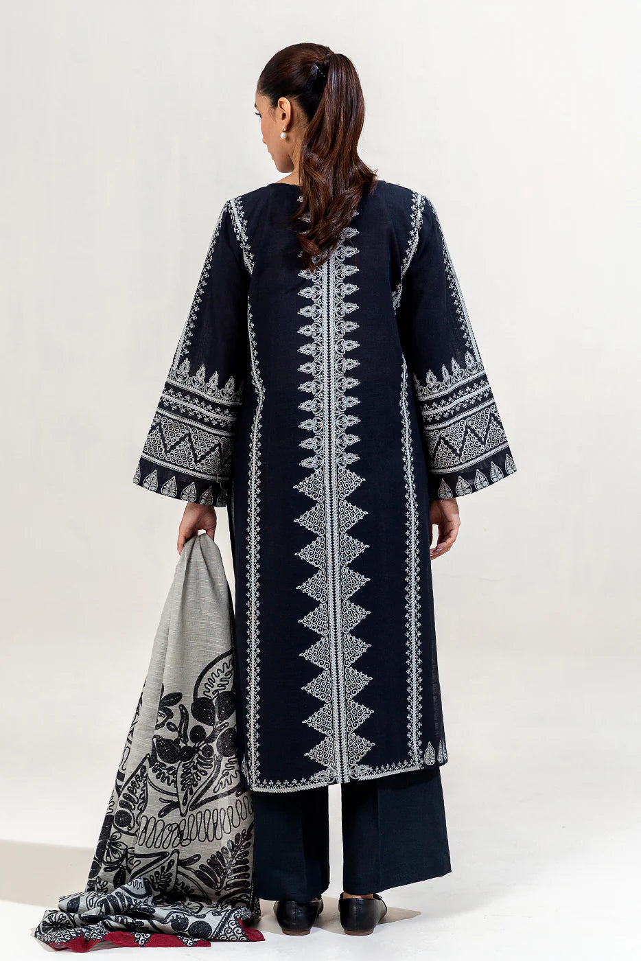 3 Piece - Dhanak Full Heavy Embroidered Suit with Digital Printed Soft Pashmina Wool Shawl (Unstitched)