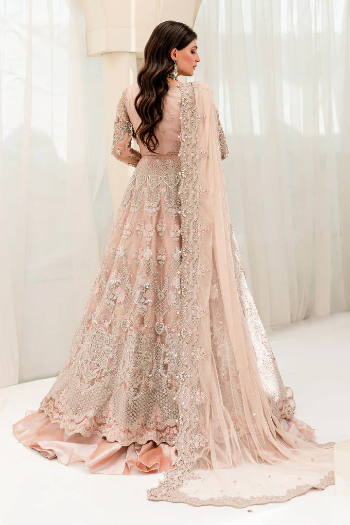 3 Piece - Maria B Net Full Heavy Embroidered Suit with Net Dupatta with Embroidered (Unstitched)