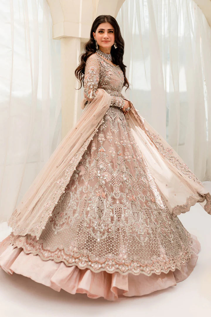 3 Piece - Maria B Net Full Heavy Embroidered Suit with Net Dupatta with Embroidered (Unstitched)