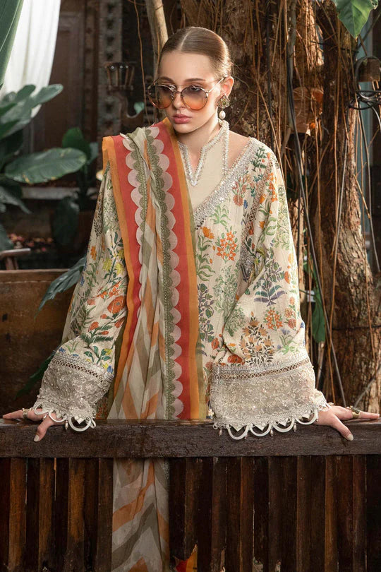 3 Piece - Maria B Lawn Embroidered Suit with Lawn Duppatta (Unstitched)