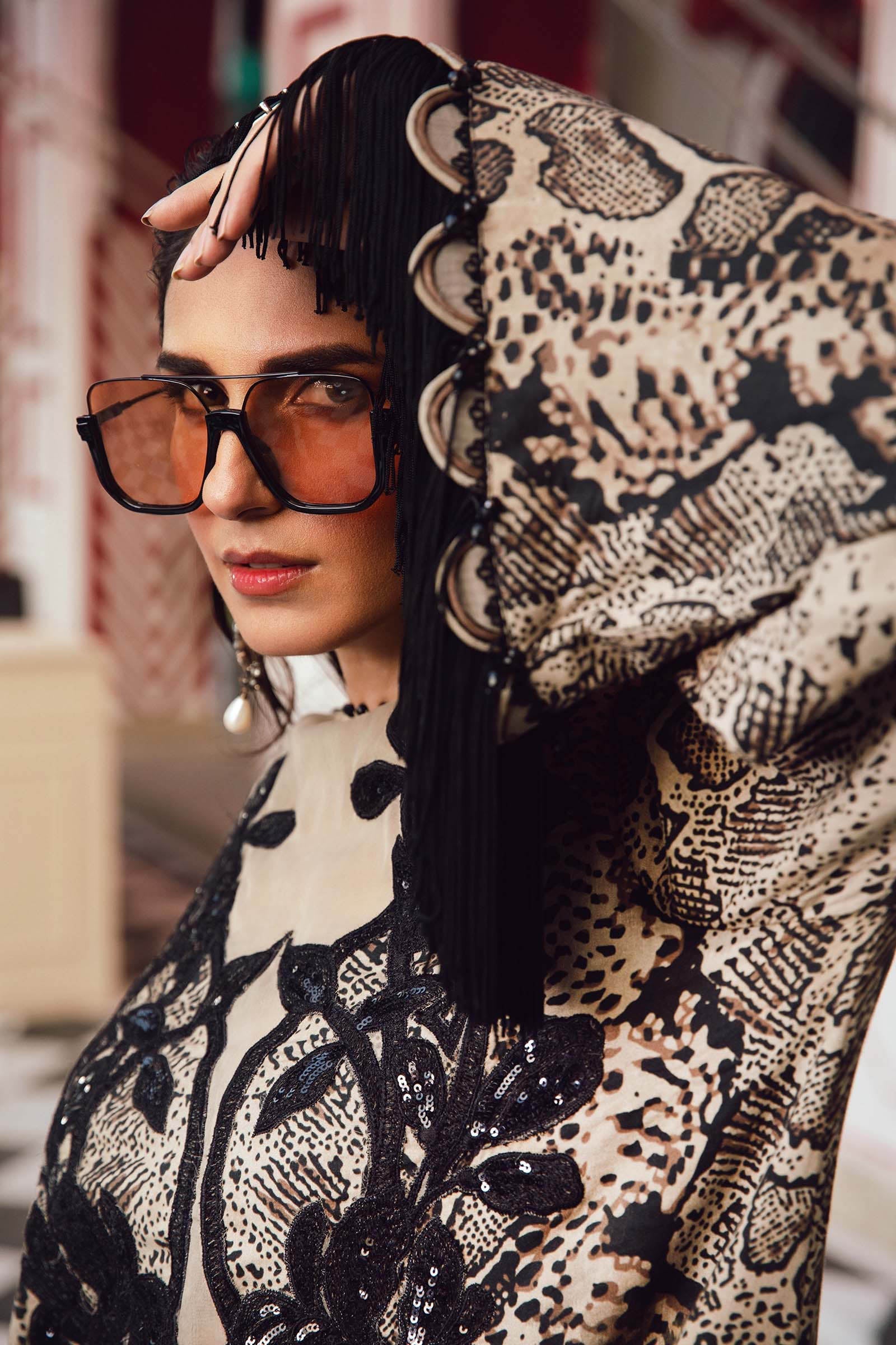 3 Piece - Maria B Silk Embroidered Digital Printed Suit with Silk Digital Printed Dupatta (Unstitched)