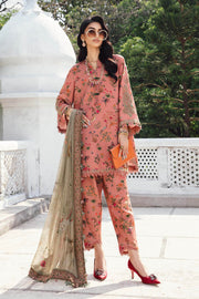 3 Piece - Maria B Silk Embroidered Digital Printed Suit with Silk Digital Printed Dupatta (Unstitched)