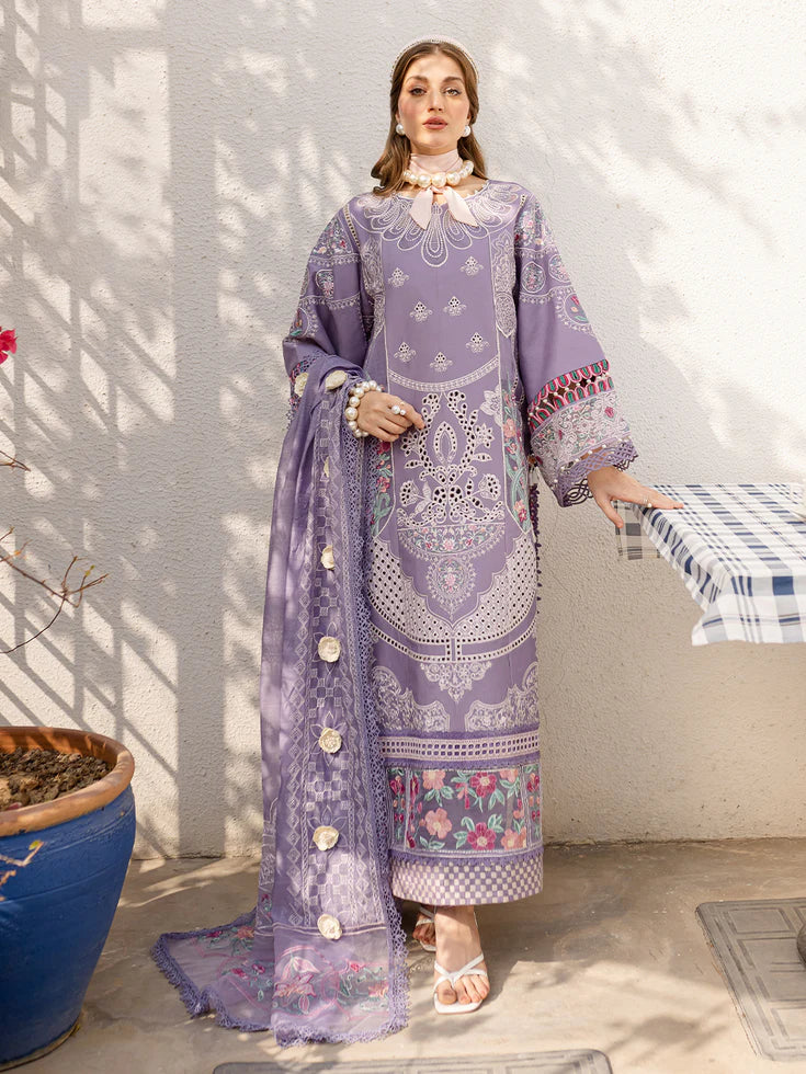 3 Piece - Dhanak Full Heavy Embroidered Suit with Printed Pashmina Wool Shawl (Unstitched)