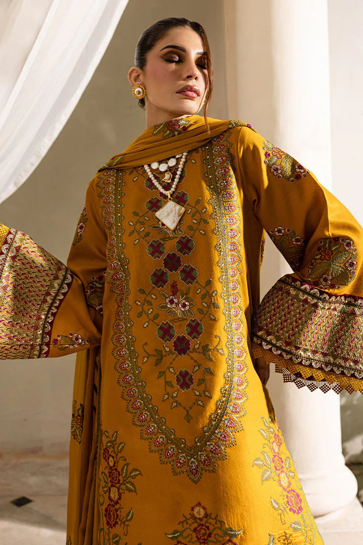 3 Piece - Cross Stitch Dhanak Embroidered Suit with Dhanak Embroidered Shawl (Unstitched)