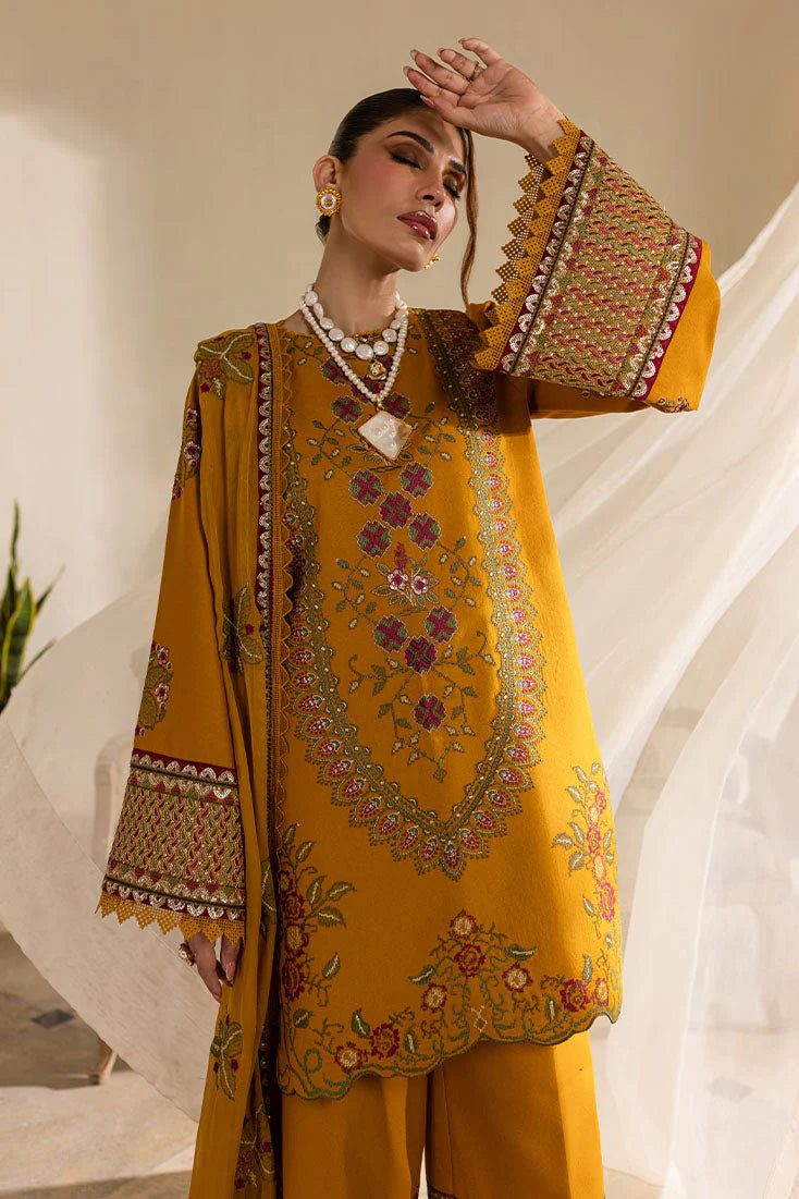 3 Piece - Cross Stitch Dhanak Embroidered Suit with Dhanak Embroidered Shawl (Unstitched)