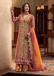 3 Piece - Chiffon Full Heavy Embroidered Suit with Organza Dupatta with Chiffon Border (Unstitched)