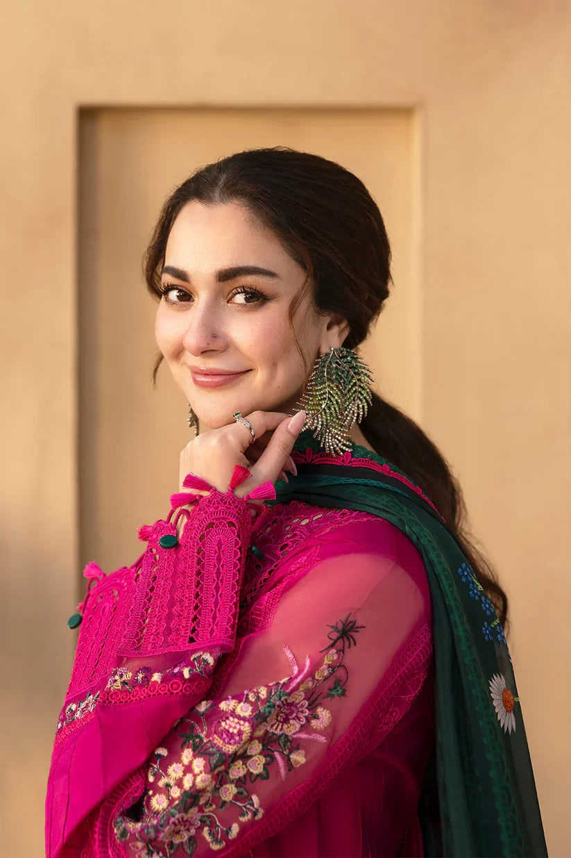 3 Piece - Dhanak Embroidered Suit with Dhanak Embroidered and Printed Shawl (Unstitched)