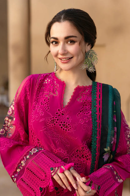 3 Piece - Dhanak Embroidered Suit with Dhanak Embroidered and Printed Shawl (Unstitched)