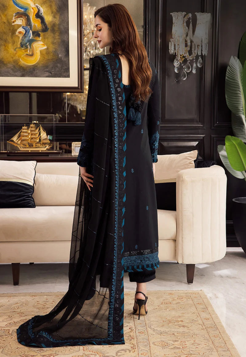 3 Piece - Dhanak Embroidered Suit with Dhanak Embroidered Shawl (Unstitched)